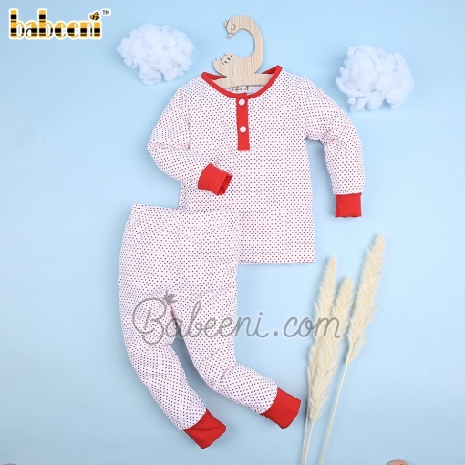Lovely white with red dot boy set  - BB2457