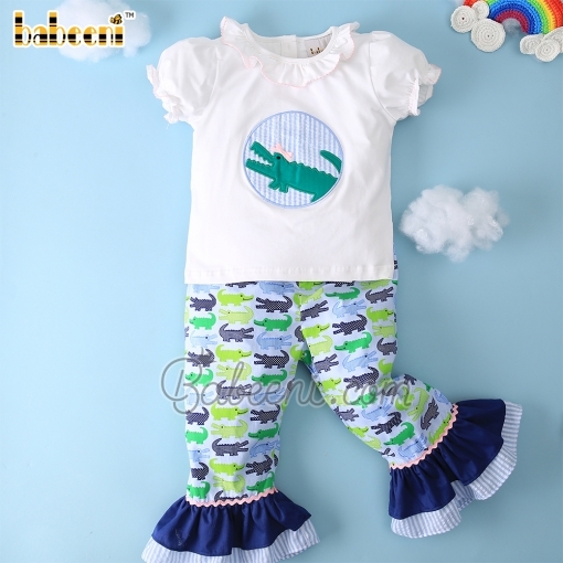 Lovely applique alligator baby set clothing - BB2310B