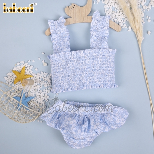 Baby blue floral printed baby swimwear – BB2676