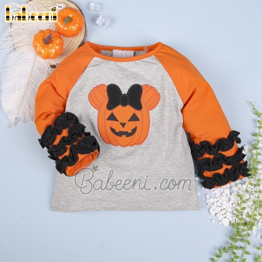 Pumpkin applique girl ruffle t-shirt – BB2725