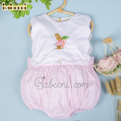 Rabbit Hand embroidery baby girl bubble– BB2655