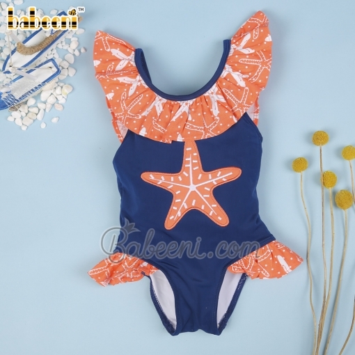 Star applique girl ruffle swimwear – BB2756