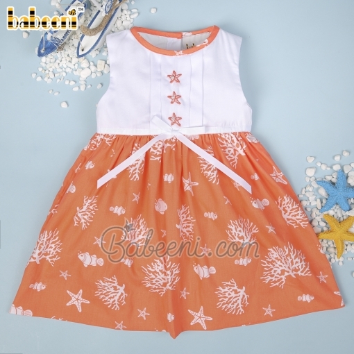 Starfish hand embroidery baby dress – BB2796