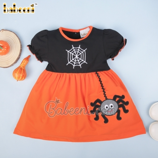 Spider applique baby dress for little girls  – BB2848