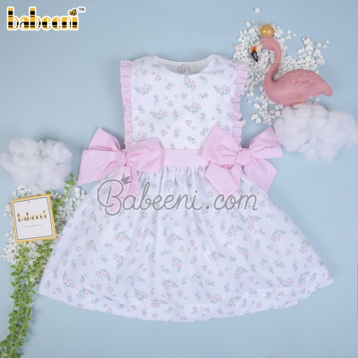 Pink tiny flower printed baby dress – BB2900