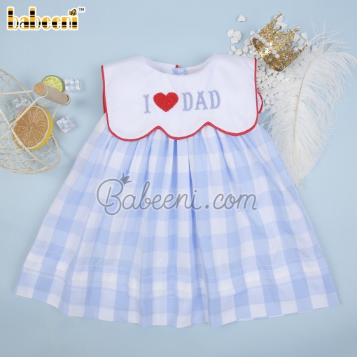 I love Dad embroidery baby scallop dress – BB2999