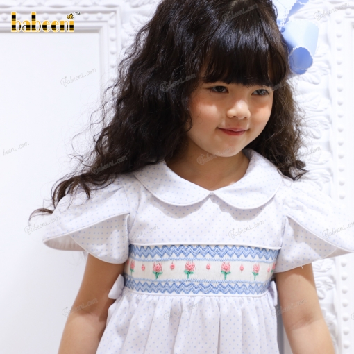 Lovely Geometric Smocked Dress For Little Girl - BB3118