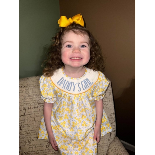 Smocked Dress In Yellow Floral For Girl