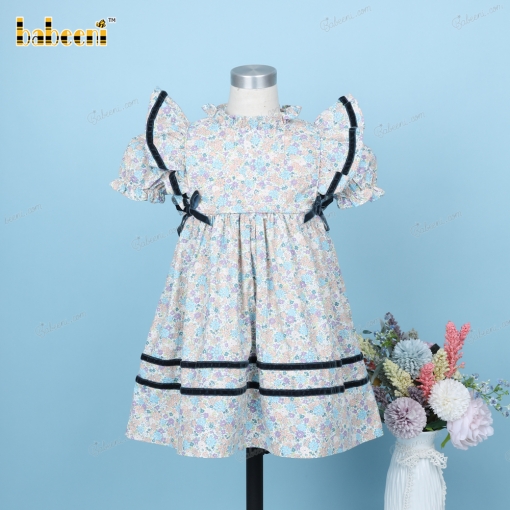 Plain Dress Floral And Mallard Green Outline For Girl - BB3241