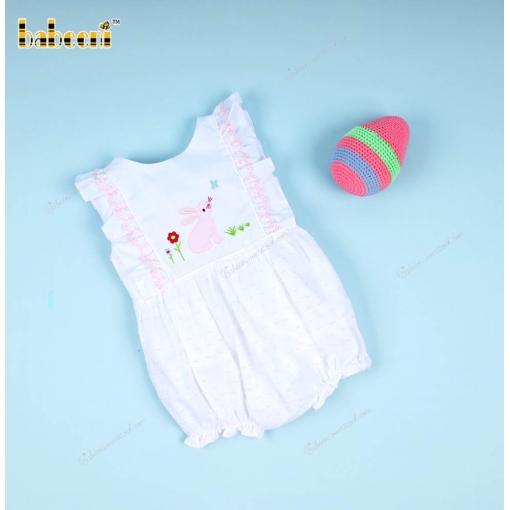Applique Bubble Pink Bunny Flower For Girl - BB3292