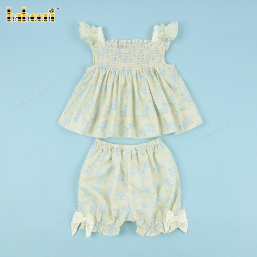 Shirred 2-piece Set In Yellow For Girl- BB3320