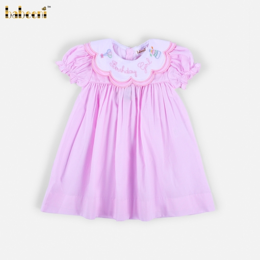 Birthday Girl Embroidered Puff-Sleeve Baby Dress (Pre-Order)- BB3615
