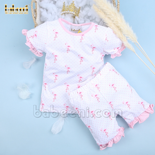 Cute flamingo printed girl set - BB2446