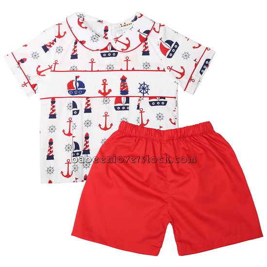 Sailing boat smocked boy outfit - BB1527