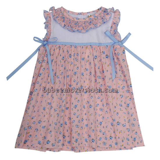 Geometric smocked floral dress for girls - BB1534