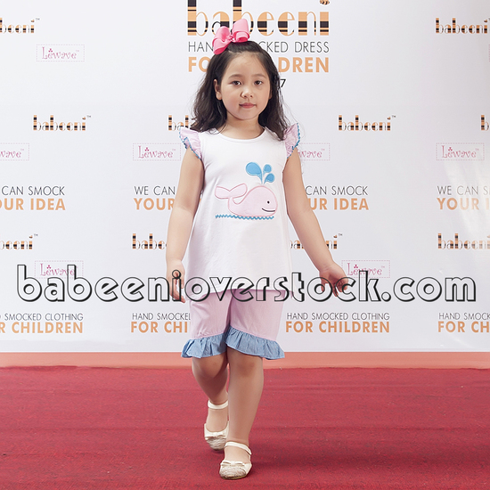 Lovely dolphin applique girl outfit for Spring-summer - BB878