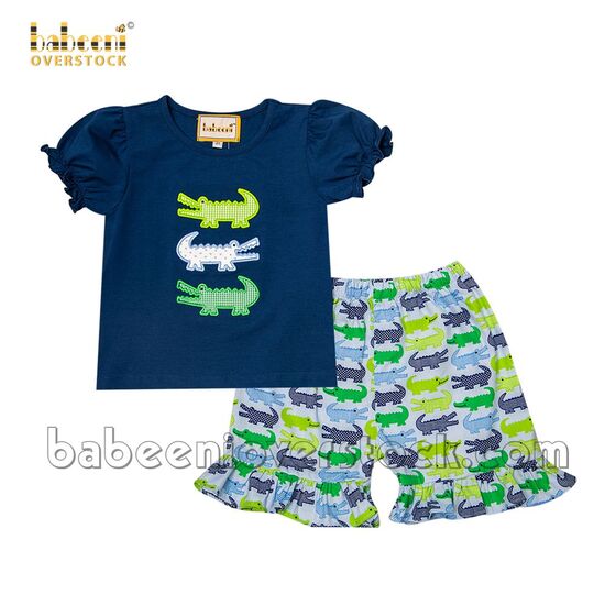 Short girl set with embroidered crocodiles - BB1826A