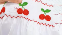 HOW TO EMBROIDER CHERRY PATTERNS ON SMOCKED FABRIC