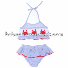 Cute crab smocked swimwear for girl - BB944A cute-crab-smocked-swimwear-for-girl-bb944a