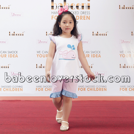 Lovely dolphin applique girl outfit for Spring-summer - BB878A