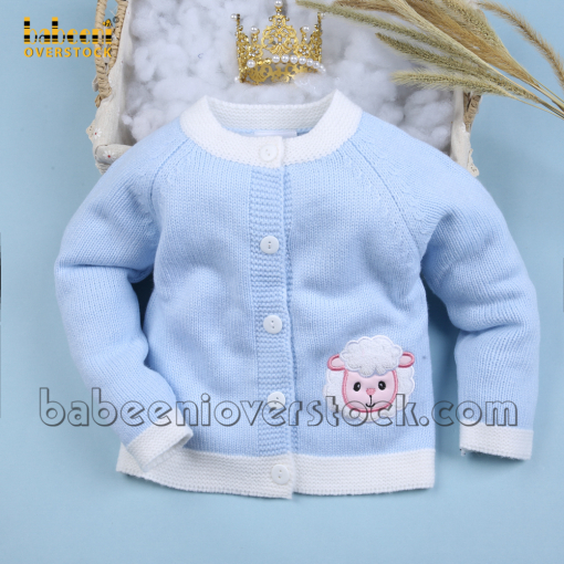 Girl cardigan with appliqued sheep pattern - BB2397A