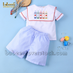 Embroidery crayon boy set blue pique - BB2152 embroidery-crayon-boy-set-bb2152