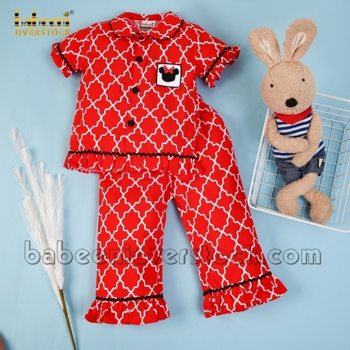 Nice Minnie smocked pajamas for girl - BB1217 A
