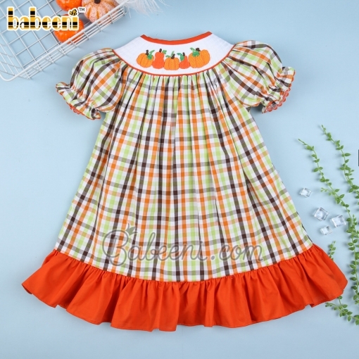 Pumpkin smocked bishop dress for girl - BB1566A