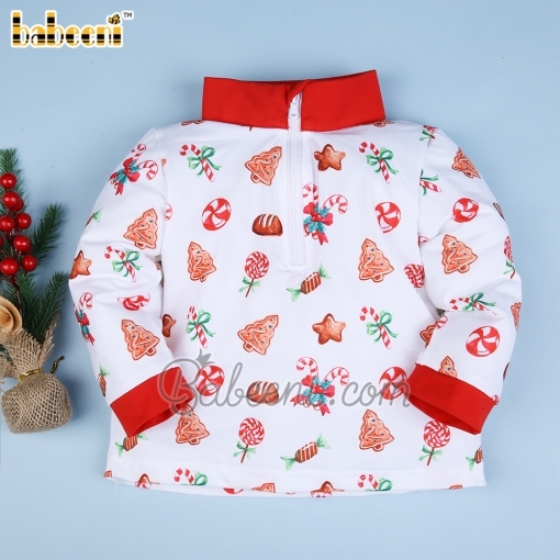 Vintage boy pullover Christmast candy print - BB2424