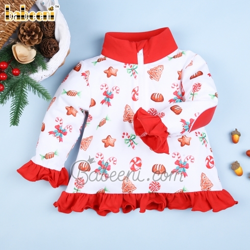 Vintage girl pullover Christmast candy print - BB2425