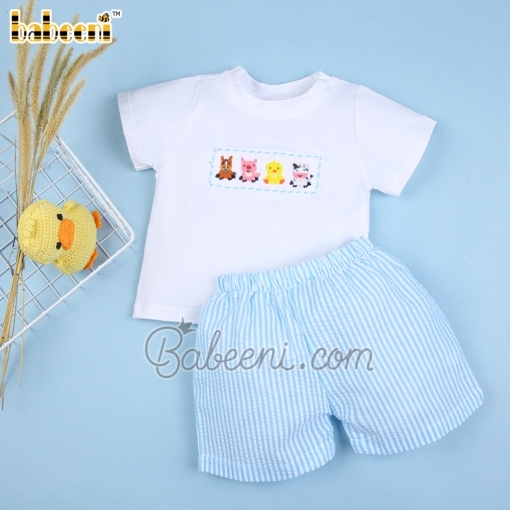 Smocked animal boy clothing  - BB2438A