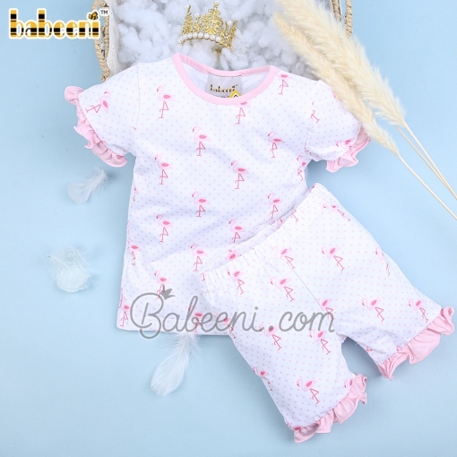 Cute flamingo printed girl set - BB2446