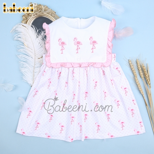 Flamingo embroidery baby dress - BB2468