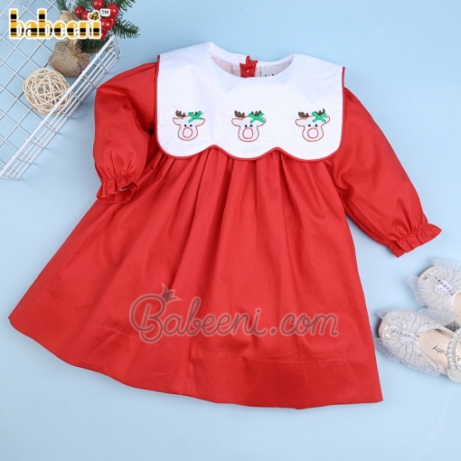 Reindeer shadow embroidery baby dress - BB2470