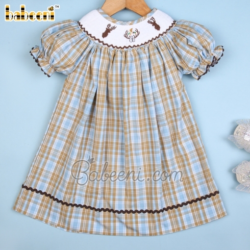 Baby girls reindeer smocked bishop - BB2631B