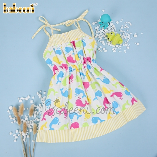 Multi color whale summer dress with sleeveless - BB725
