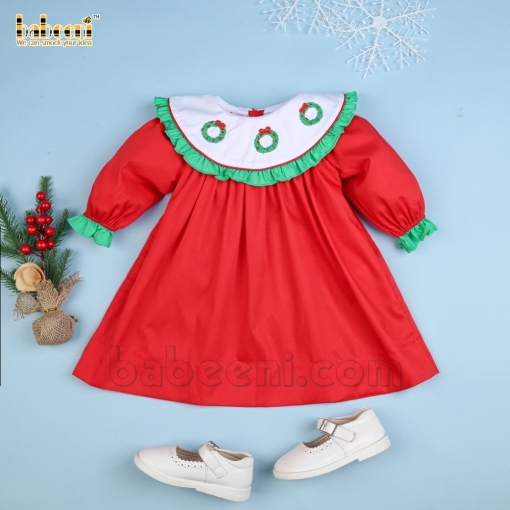 Wreath hand embroidred red dress - BB1355C