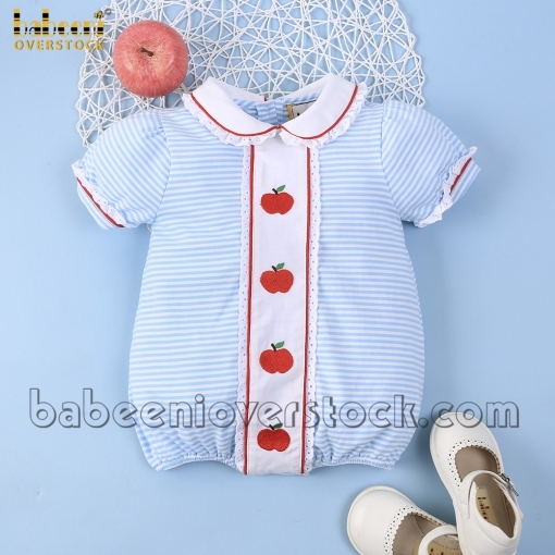 Red apple girl bubble blue stripe knit - BB2162