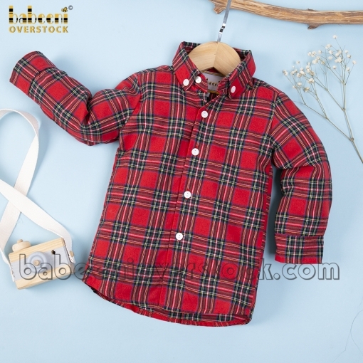 Vintage boy shirt red flannel plaid - BB2222