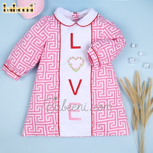 Nice A-line dress with machine embroidered pattern Valentine - BB1697A