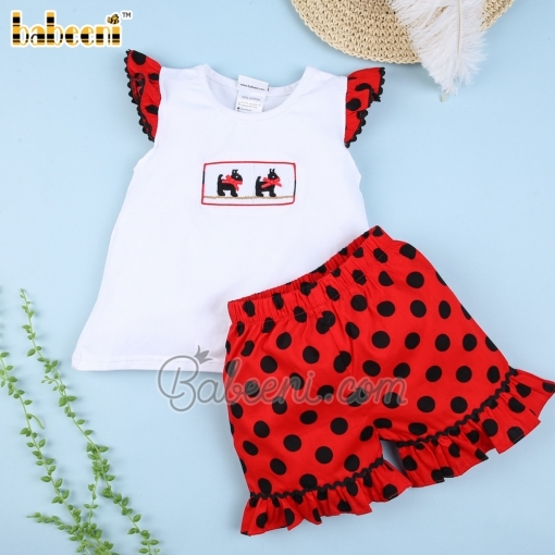 Lovely labrador smocked girl short set - BB927A