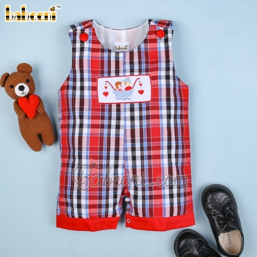 Hand smocked shortall for Valentine - BB1085