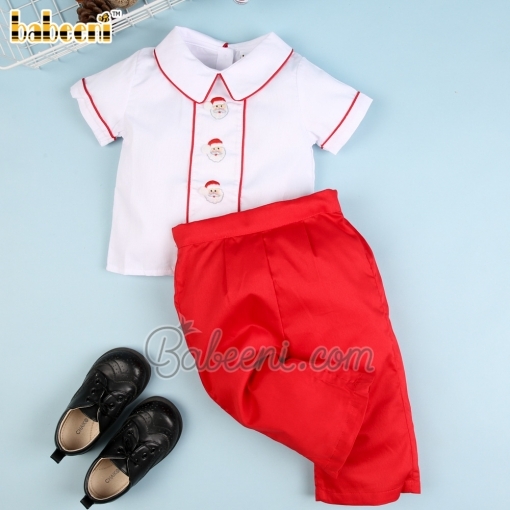 Santa Claus hand embroidered boy outfit - BB1352