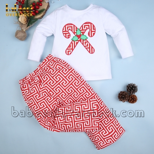 Cute Christmas candy appliqued set - BB844