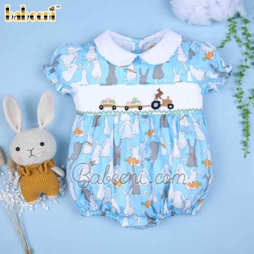 Baby girl bubble with Easter bunny and eggs - BB1816