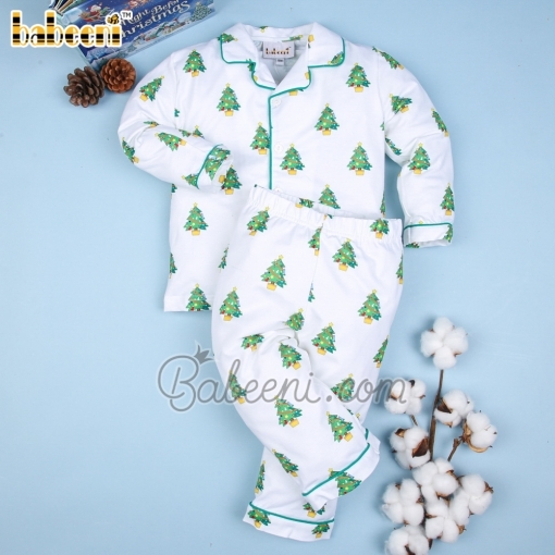 Printed Christmas tree boy pajama set - BB2351