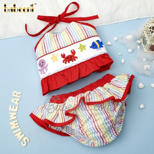 Sea creature smocked bikini - BB1536A