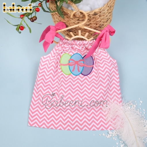 Colorful eggs applique dress for girl - BB525C