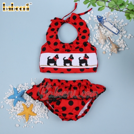 Lovely labrador smocked girl swimwear - BB899B