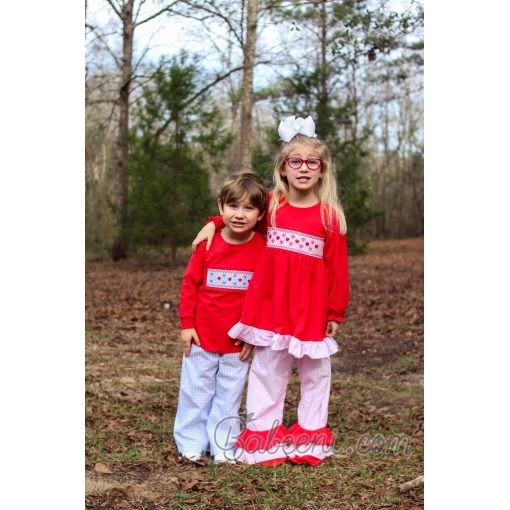 Colorful heart smocked clothing for both boy & girls 